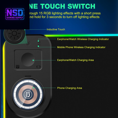 RGB Gaming Mouse Pad Wireless Charging Desk Mat with Foldable Phone Stand, Large LED Gaming Mat 800X350X4Mm, 15 Light Modes, Waterproof, Keyboard Pad for PC Computer, Includes 20W PD Power Adapter