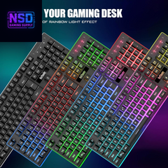 K10 Wireless Gaming Keyboard and Mouse Combo, LED Backlit Rechargeable 3800Mah Battery, Mechanical Feel Anti-Ghosting Keyboard + 7D 3200DPI Mice for PC Gamer (Black)