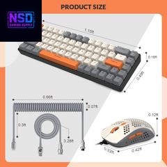 RK-T8PR0 Wired 65% Mechanical Gaming Keyboard and Mouse Combo with RGB Backlit Anti-Ghosting TKL Mini 68 Key Coiled C to a Cable Tactile Blue Switch for PS4 PS5 Xbox PC Mac Gamer(Dark Gray)