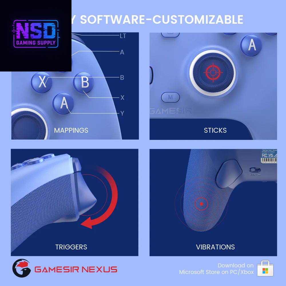 G7 SE Wired Gamepad - Standard Controller for PC & Xbox, Magnetic, Laser Engraved, Blue Version with Hall