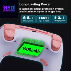 Wireless Pink-White Gradient Controller – For PS5 / PC / Mac / Steam Deck | RGB Lighting, Hall Effect Joysticks, Turbo, Dual Vibration, Headphone Jack