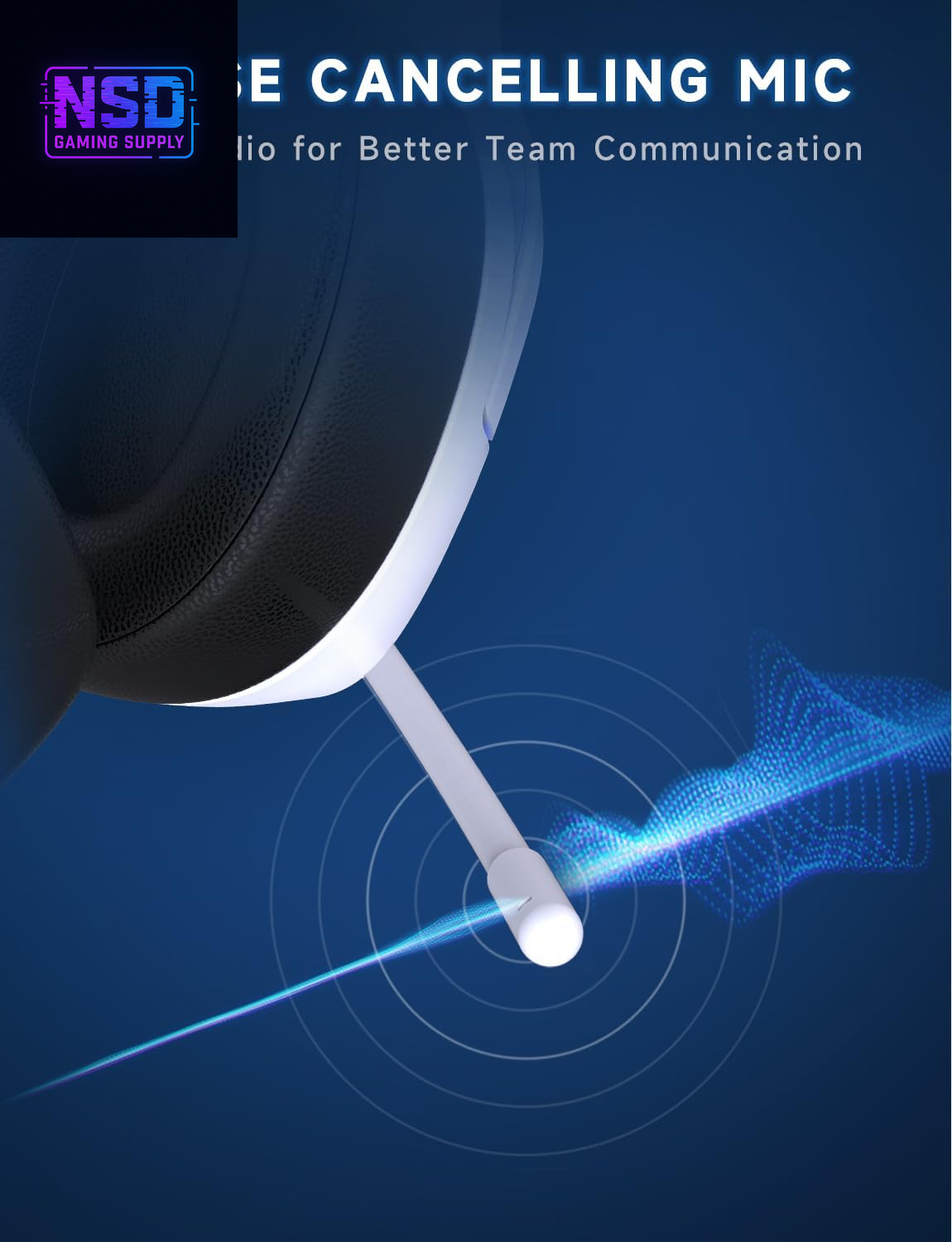 2.4Ghz Wireless Gaming Headsets for PS5, PS4, PC, Switch - Bluetooth 5.3 Gaming Headphones with Noise Canceling Mic, 7.1 Surround Sound, 70H Battery, Blue Lighting - White