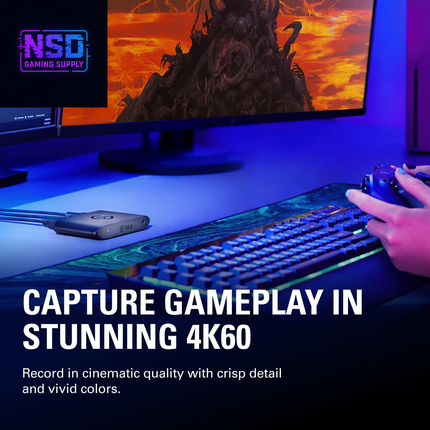 4K S – External Capture Card for PS5, Xbox Series X/S, Switch 2, PC, Mac, Ipad | 4K60, 1440P120, or 1080P240 Passthrough and Capture, HDR10, VRR, USB-C, Near-Zero Latency