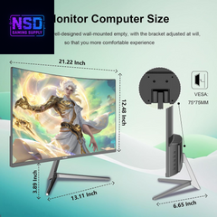 24 Inch Curved Monitor FHD 1920X1080P 100Hz Refresh Rate 16:9 Aspect Ratio Ergonomic Tilt Home Office Gaming Monitor Sync Visual Experience for Work & Play Support Wall Mount Install