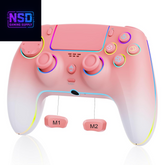 Wireless Pink-White Gradient Controller – For PS5 / PC / Mac / Steam Deck | RGB Lighting, Hall Effect Joysticks, Turbo, Dual Vibration, Headphone Jack