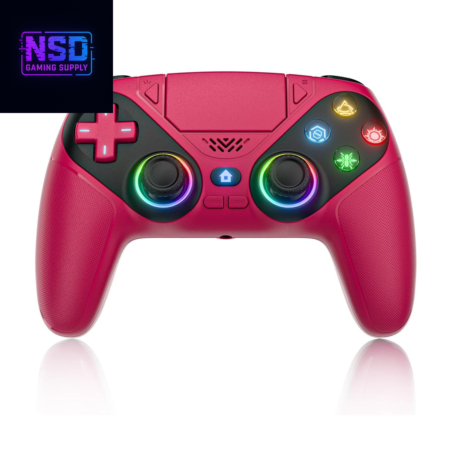 LED RGB Wireless Controller – For PS5 / Slim / Pro / PC | Dual Vibration, Turbo, Programmable, 9 Light Modes, 3.5mm Audio Jack