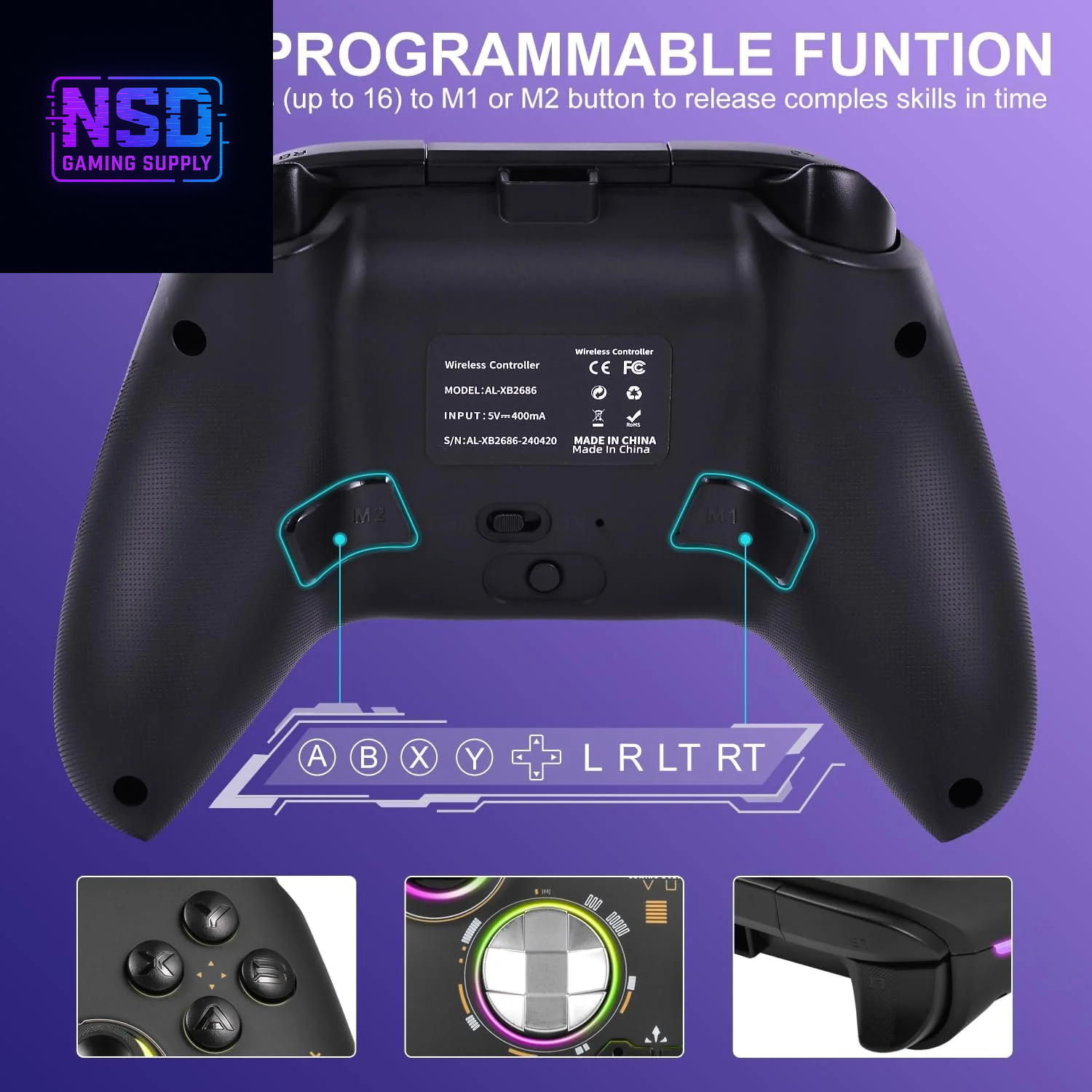 Xbox Controller Wireless for Xbox One/Xbox Series X/S/One & PC,ALPS Joysticks & Hall Triggers 2.4G Gaming Controller