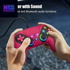 LED RGB Wireless Controller – For PS5 / Slim / Pro / PC | Dual Vibration, Turbo, Programmable, 9 Light Modes, 3.5mm Audio Jack