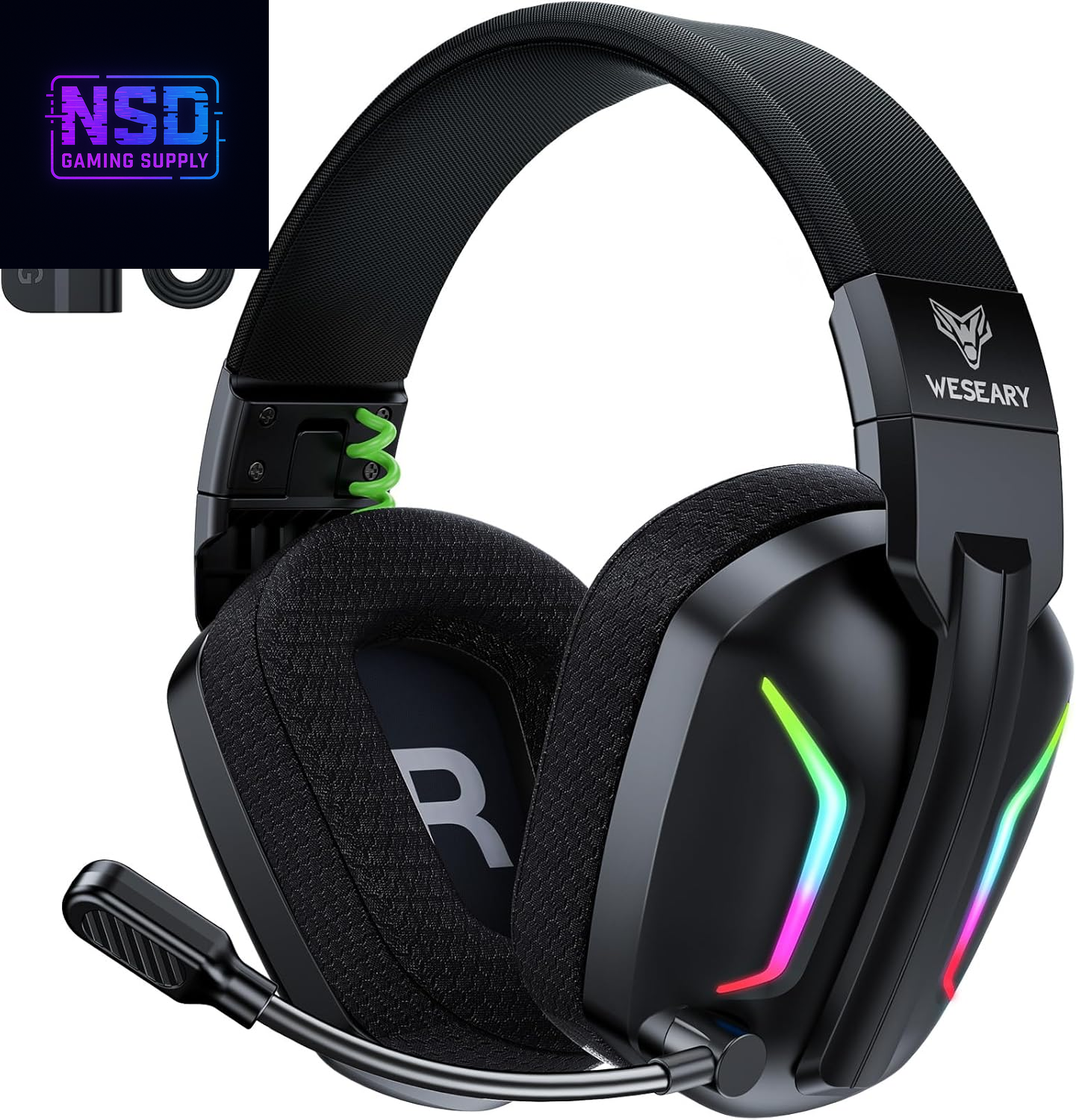 Wireless Gaming Headsets for PC, PS5, PS4, Switch, Mac, 2.4Ghz Wireless Gaming Headphone with ENC Noise Canceling Microphone, Bluetooth 5.4, Cool Lighting, 50H Battery, 50Mm Drivers