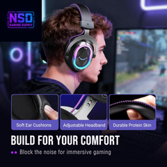 Wired USB Gaming Headset: 7.1 Surround Sound - Vibrant Customizable RGB - Game/Chat Balance, Gamer Headphone with Noise Canceling Mic for PC, PS5/PS4, Laptop, Mac - Ampligame H13BP