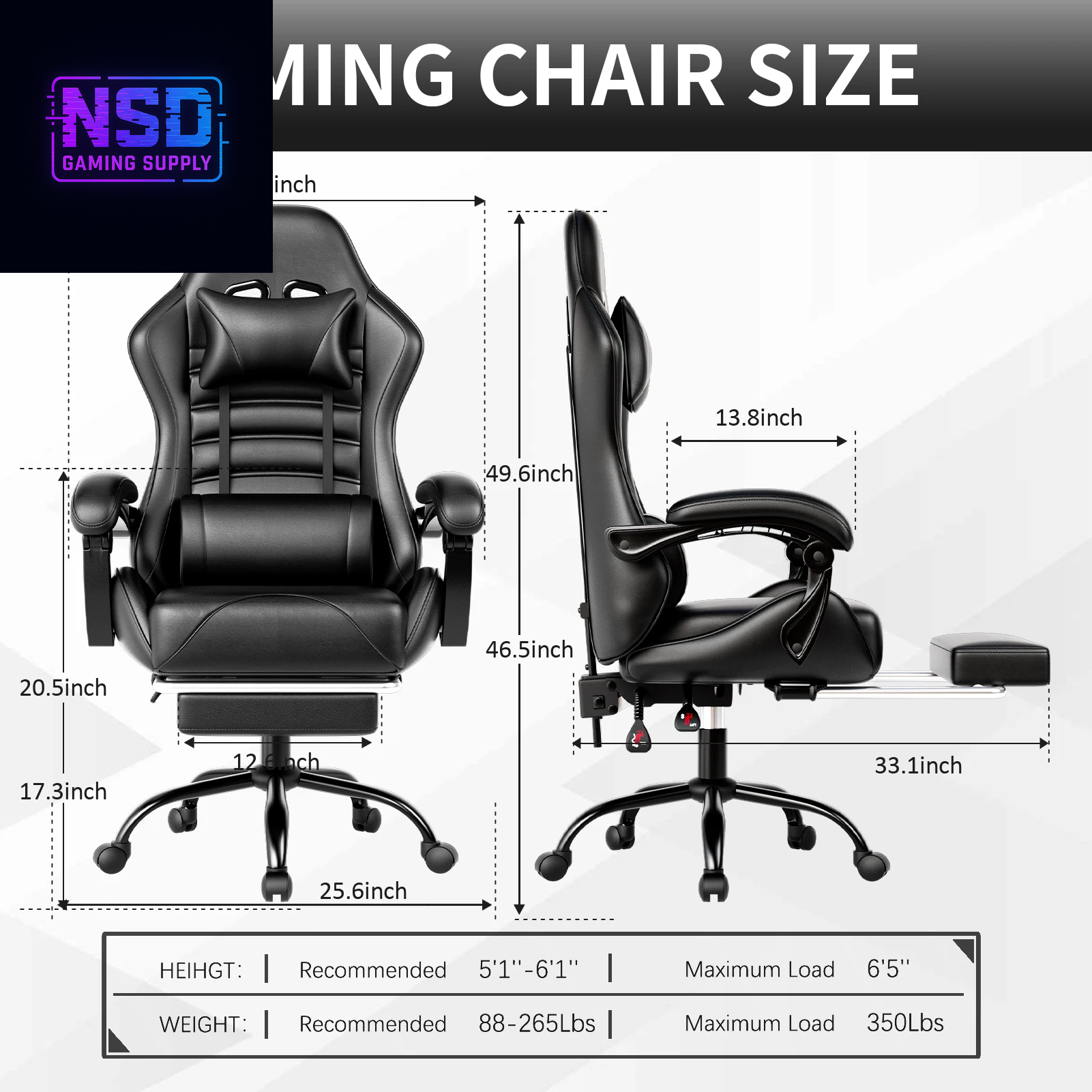 Ergonomic Gaming Chair with Footrest, Racing Style Video Game Chair for Adults, Reclining Gamer Chair Office Chair