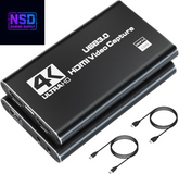 4K HDMI Capture Card – USB 3.0 Game Recorder, 1080p60 Full HD Streaming, Ultra-Low Latency, Plug & Play, with Audio & Mic Ports