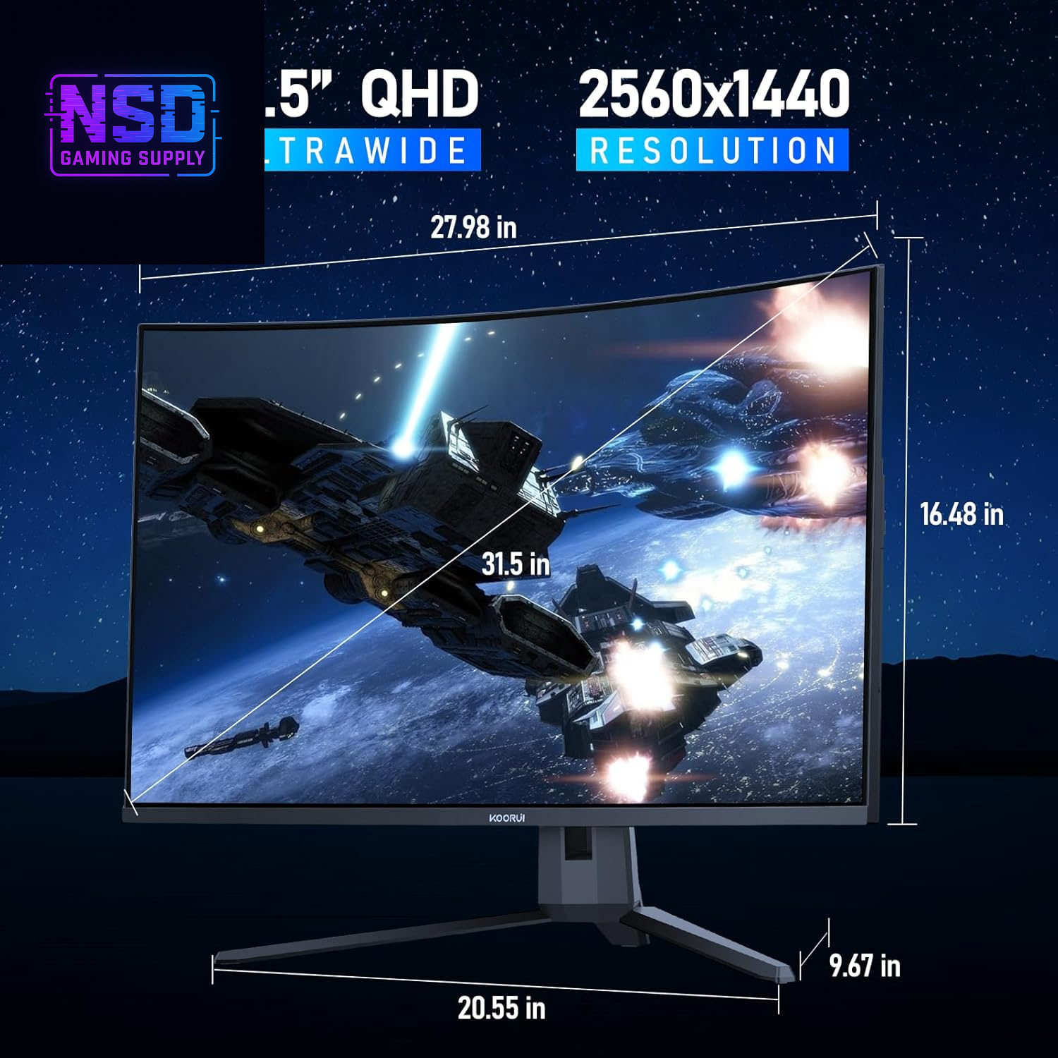 32 Inch Curved Gaming Monitor, QHD (2560 X 1440) 2K 170Hz 144Hz Monitor, 1Ms 1500R Display, 90% DCI-P3, Adaptive Sync, Tilt Adjustable, VESA Compatible, Displayport HDMI, Black