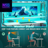 78.8-Inch Gaming Desk – LED RGB Lights, Hutch, Monitor Stand, CPU Holder & Dual Storage Shelves (White)