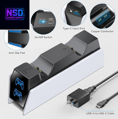 PS5 Controller Charger PS5 Accessories Kits with Fast Charging AC Adapter, Controller Charging Stand for Playstation 5, Docking Station Replacement for for Playstation 5 Storage