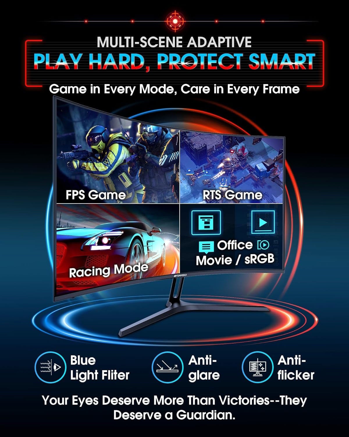 27 Inch Curved 240Hz Gaming Monitor FHD 1080P, 1500R Curve Computer Monitor, 130% Srgb, 4000:1 Contrast, HDR, Freesync, MPRT 1Ms, Low Blue Light, HDMI DP Ports, Metal Stand, DP Cable Incl.