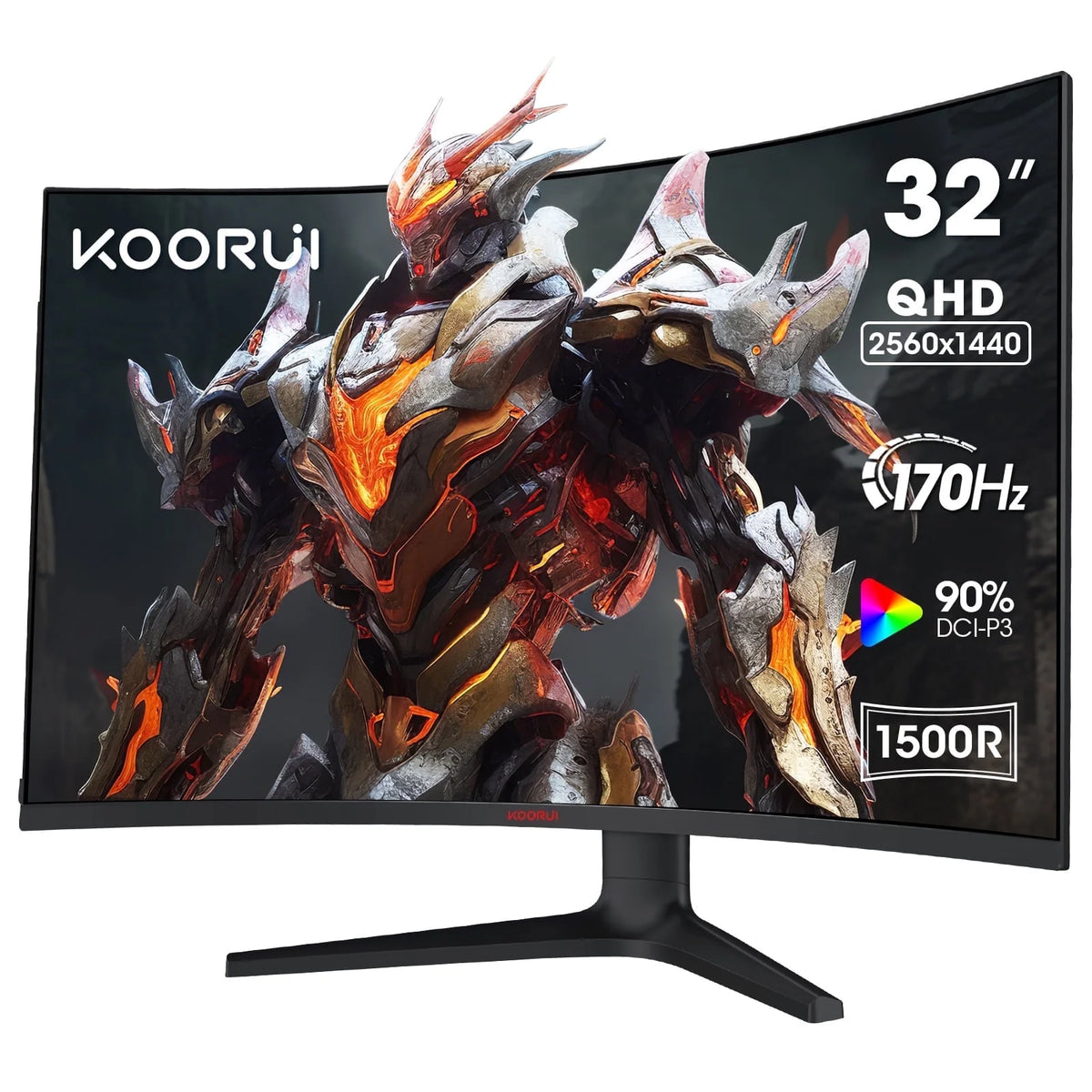 32 Inch 2K Curved Gaming Monitor, 170Hz QHD 1440P Computer Monitor, 1Ms Adaptive-Sync, DP&HDMI Ports, 32E6QC