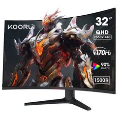 32 Inch 2K Curved Gaming Monitor, 170Hz QHD 1440P Computer Monitor, 1Ms Adaptive-Sync, DP&HDMI Ports, 32E6QC
