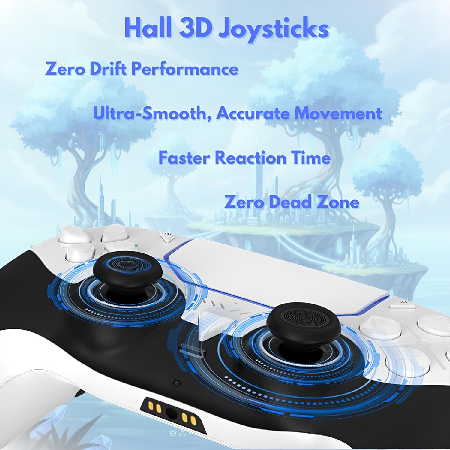 Pro Wireless Controller for PS5, Hall Effect 3D Joysticks, Bluetooth 5.3 Gamepad with Programmable Back Buttons, 6-Axis Motion Control, Dual Vibration, 3.5mm Audio Jack, Compatible with iOS, Android, PC, and Steam, Gray