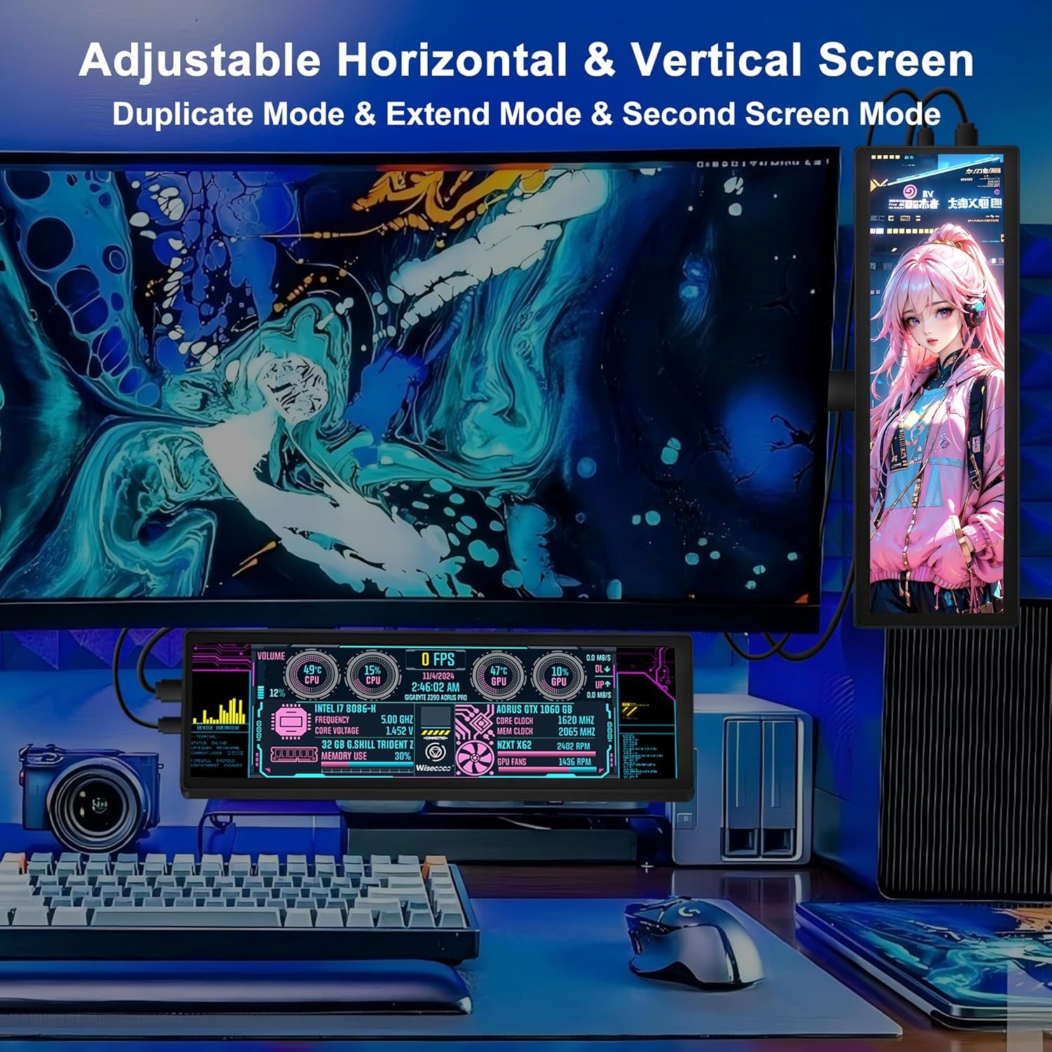 8.8 Inch FHD IPS Secondary Monitor for PC Performance Monitoring