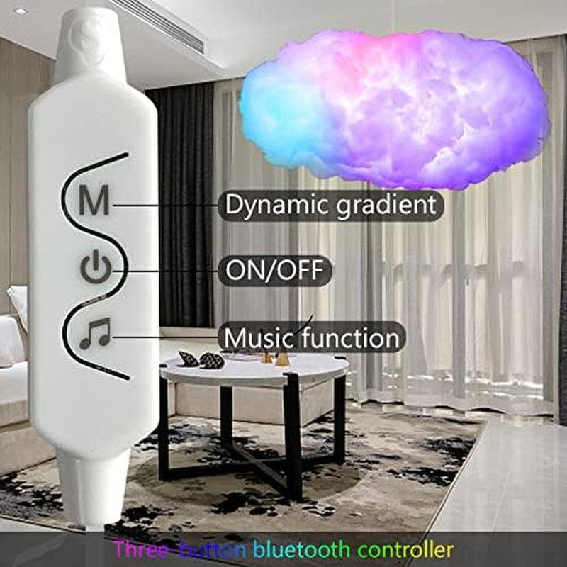 Cloud RGB Lightning Light with Music Sync, Bluetooth App Control, USB Powered LED Ceiling Light for Gaming Rooms and Streaming Setups