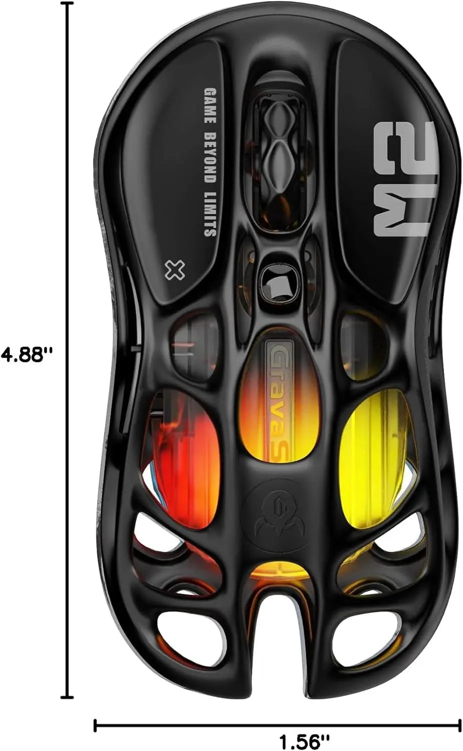 Mercury M2 Wireless Gaming Mouse with 26,000 DPI, PAW3395DM Sensor -79G Lightweight Hollowed-Out Design -5 Programmable Buttons -5 Dynamic Lightsync RGB