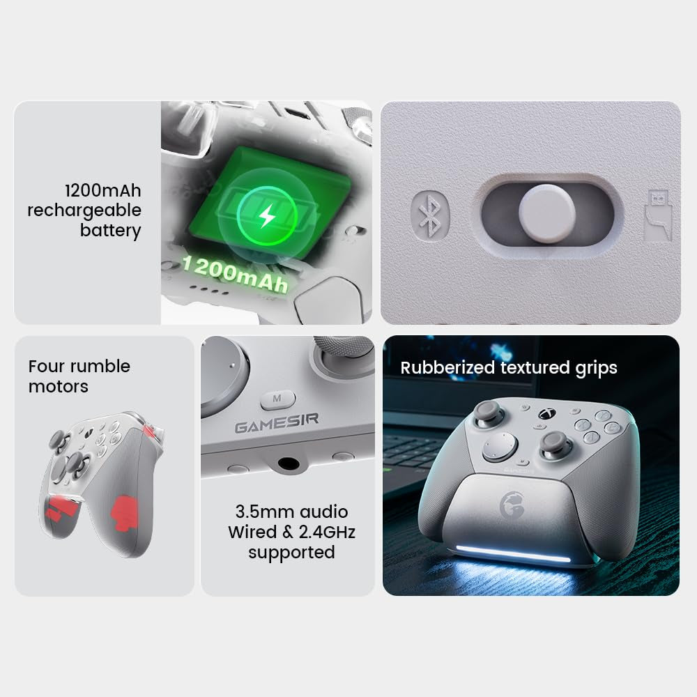GameSir G7 Pro Xbox Controller, TMR Sticks, Hall Effect Triggers, 1000Hz, PC Wireless, White