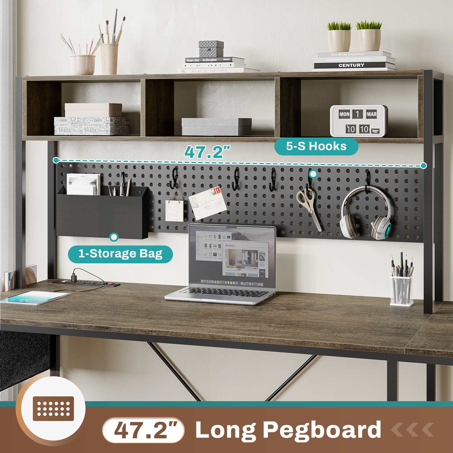 67 Inch L Shaped Gaming Desk Reversible Computer Desk with Led Lights Power Outlet Pegboard