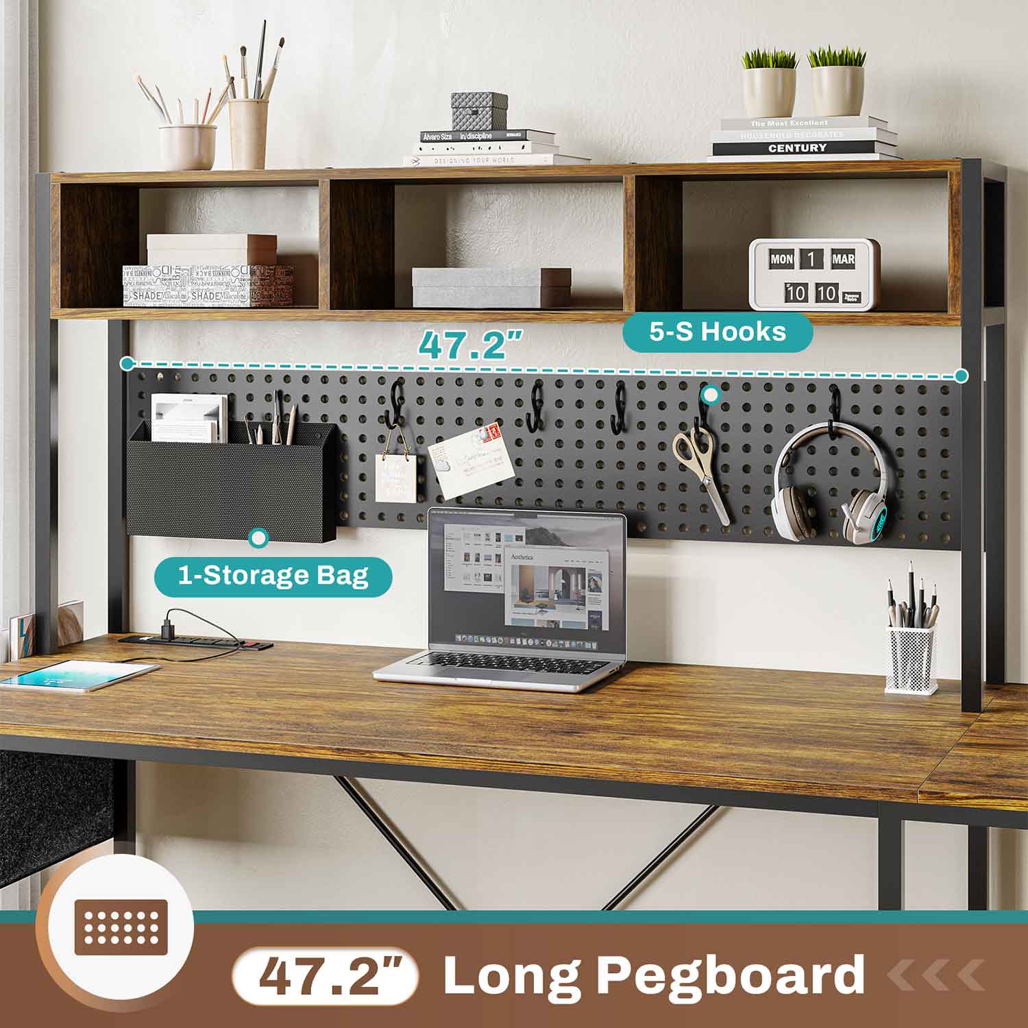 67 Inch L Shaped Gaming Desk Reversible Computer Desk with Led Lights Power Outlet Pegboard