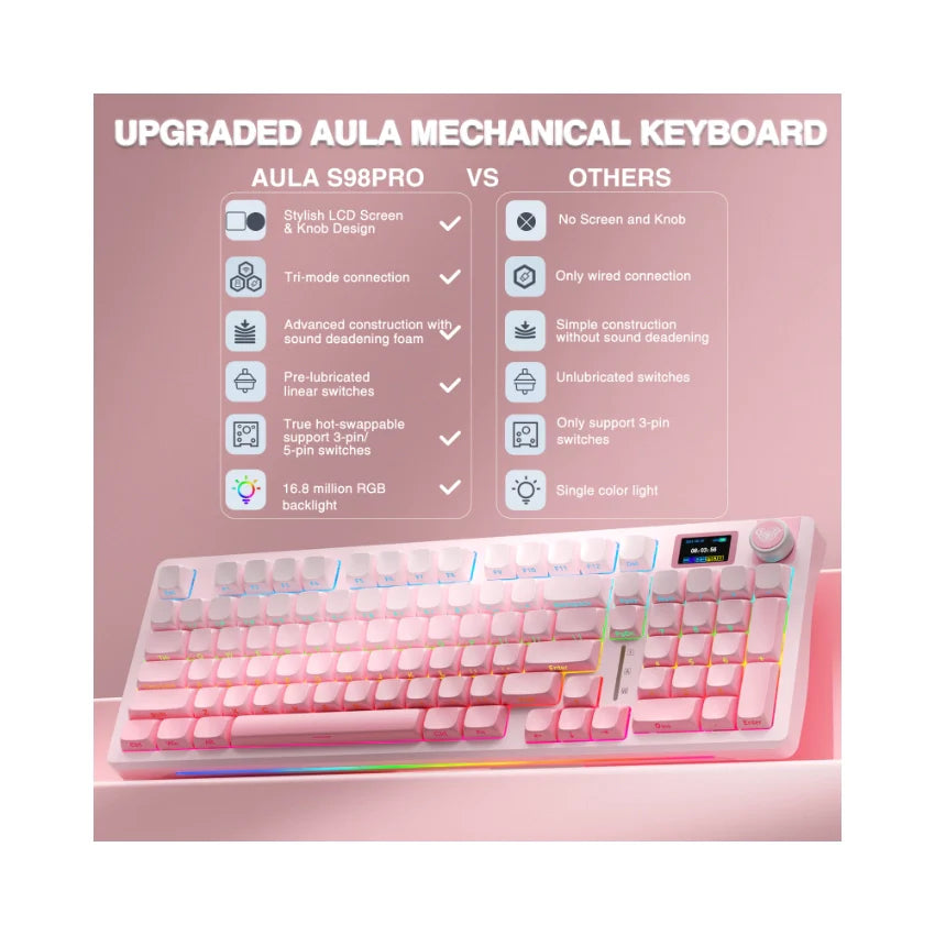 AULA S98 Pro Mechanical Keyboard with Knob& LCD Screen