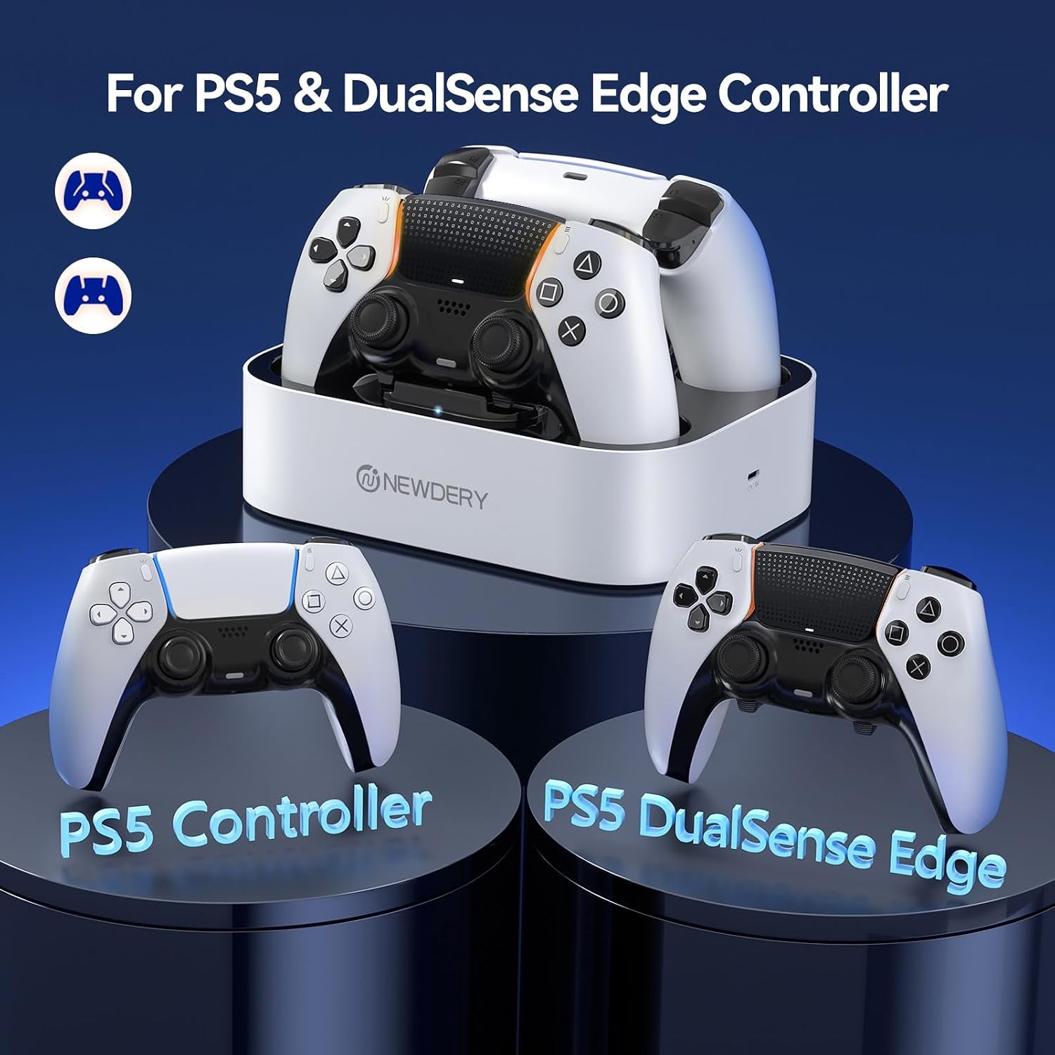 PS5 Controller Charger Dock, Fast Dual Charging Station with LED Indicator