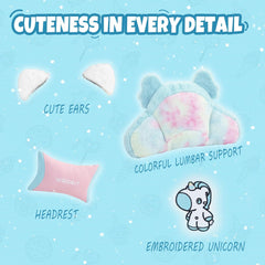 Vlgoslt Cat Ear Gaming Chair with Footrest - Adjustable Lumbar Support, 310Lbs Capacity.Removable Cute Ears, Cotton-Filled Ergonomic Computer Chair for Girls/Teens (Blue Pink)