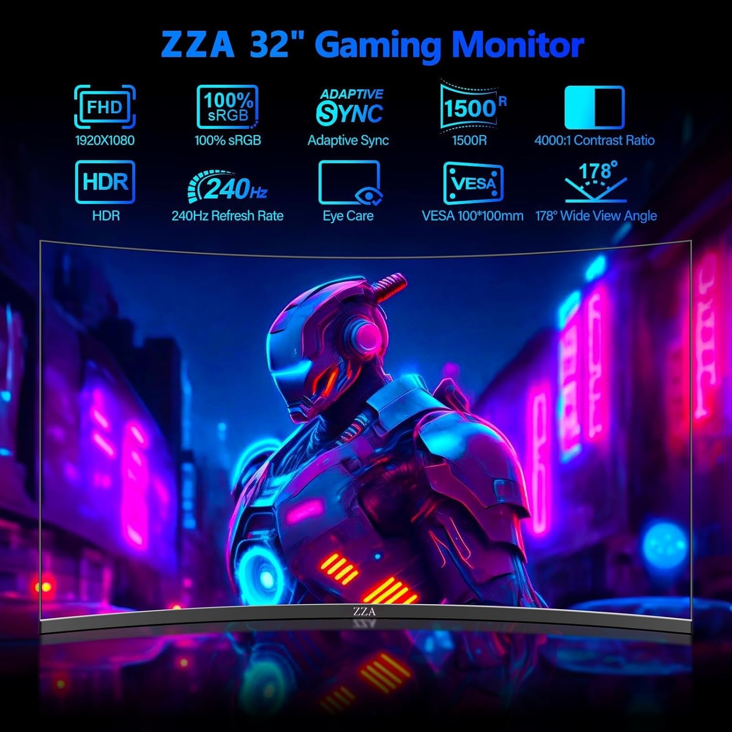 32 Inch Curved Gaming Monitor 240Hz,1K 1080P Computer PC Monitor with 1500R |1Ms (GTG) | HDR 600|Curved|122% Srgb|Dp/Hdmi|Vesa|Freesync & G-Syn,Mount Business, Office, Casual Gaming Monitors