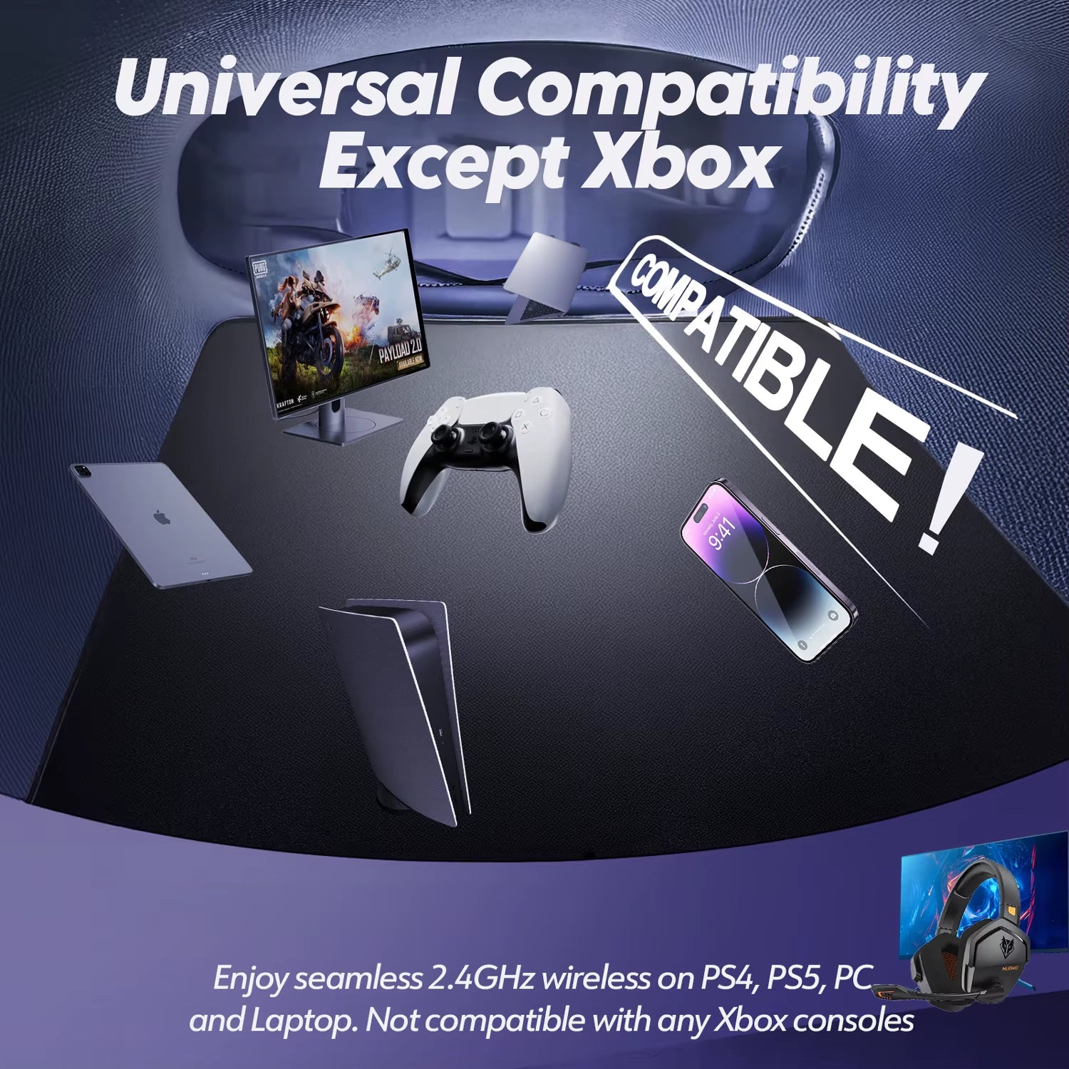 G06 Dual Wireless Gaming Headset with Microphone