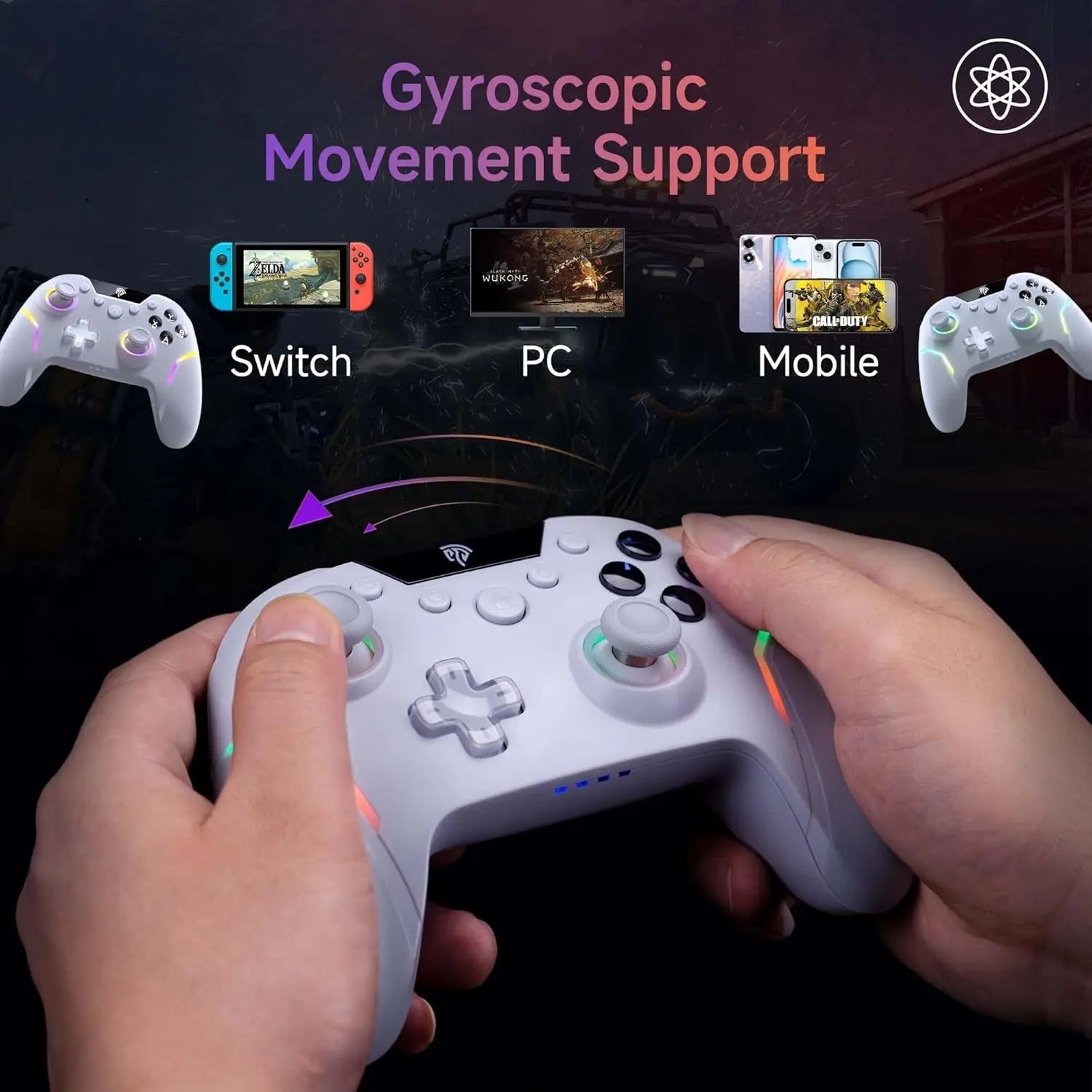 X20 Wireless Gaming Controller with RGB Backlit, 2-Stage Hall Effect Stick, 1000Hz Polling Rate, 6-Axis Gyro on Multi-Platform, Mech Buttons- Compatible with Pc/Switch/Steam/Android