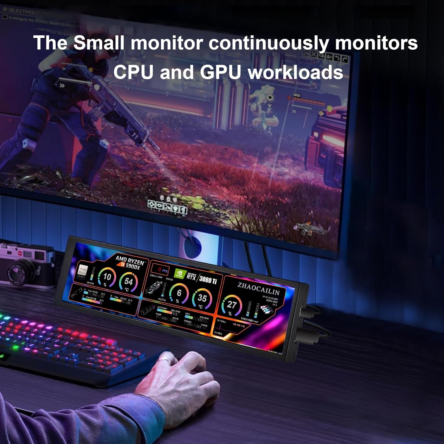 8.8 Inch FHD IPS Secondary Monitor for PC Performance Monitoring