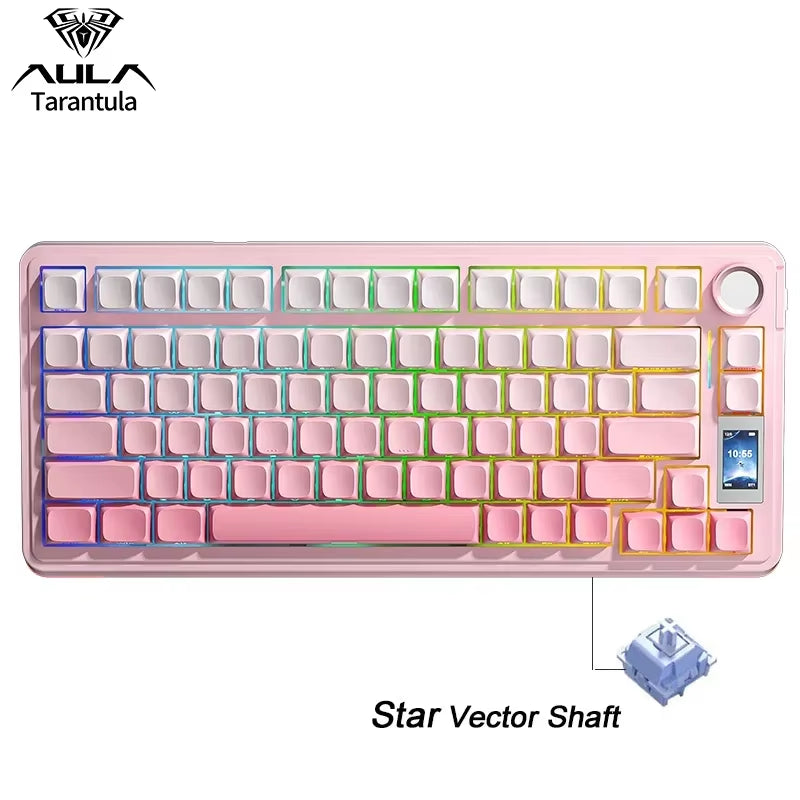 S75 Pro Gaming Mechanical Keyboard 75% Hot Swappable RGB Backlit 4000Mah PBT Keycaps Wireless Keyboard with LED Screen Knob