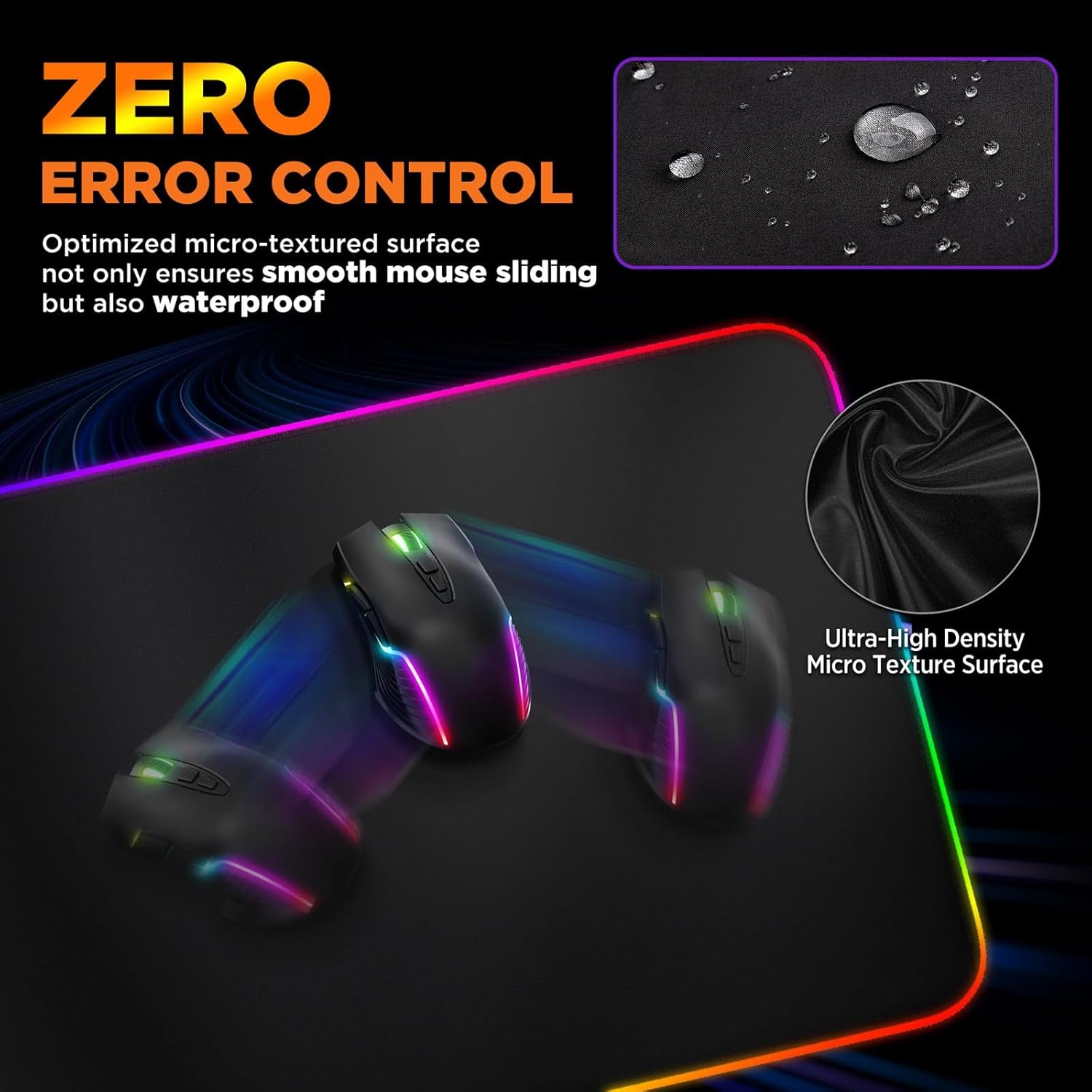 RGB Gaming Mouse Pad,15W Wireless Charging Mousepad with 10 Light Modes, Large Mousepad with Premium Smooth Surface, Non-Slip Mouse Mat for Gaming, Desk, Pc,Office, 31.5X11.8X0.16Inch