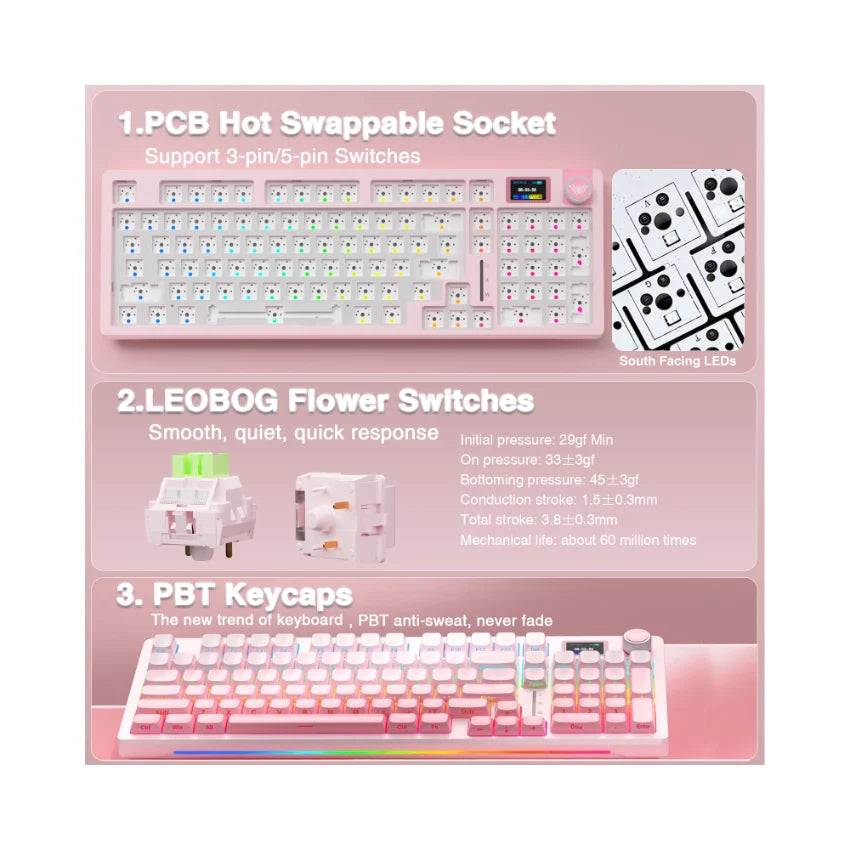 AULA S98 Pro Mechanical Keyboard with Knob& LCD Screen