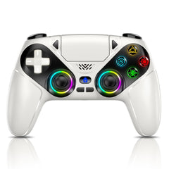 LED Wireless Controller for PS5, Compatible with PS5 Pro/Slim/Pc, Dual Vibration, Macro/Turbo Function, 3.5Mm Audio Jack, 6-Axis Motion Contro Gamepad with Speaker(White)