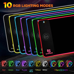 RGB Gaming Mouse Pad,15W Wireless Charging Mousepad with 10 Light Modes, Large Mousepad with Premium Smooth Surface, Non-Slip Mouse Mat for Gaming, Desk, Pc,Office, 31.5X11.8X0.16Inch