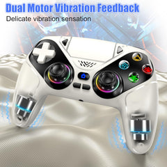 LED Wireless Controller for PS5, Compatible with PS5 Pro/Slim/Pc, Dual Vibration, Macro/Turbo Function, 3.5Mm Audio Jack, 6-Axis Motion Contro Gamepad with Speaker(White)