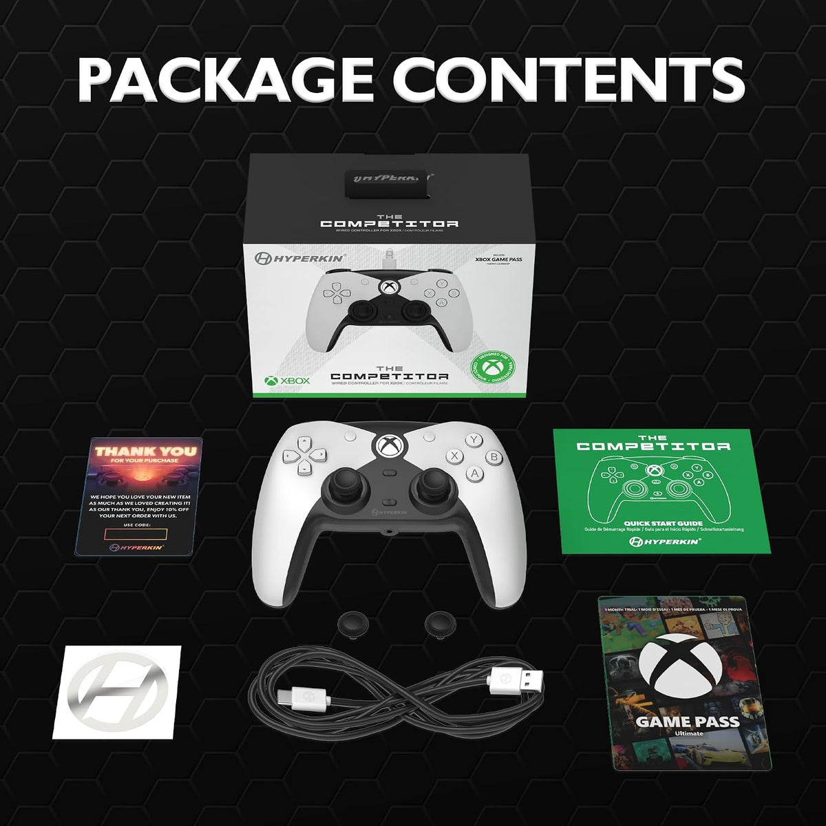 Hyperkin The Competitor Wired Xbox Controller, Hall Effect Joysticks, Symmetrical Layout, White