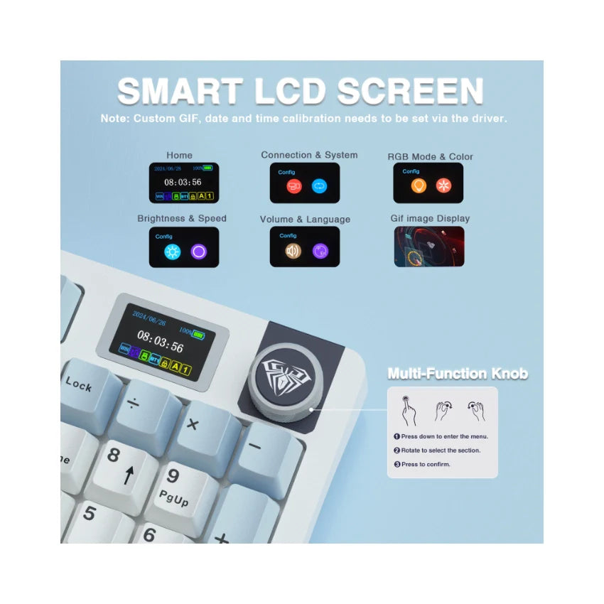 AULA S98 Pro Mechanical Keyboard with Knob& LCD Screen