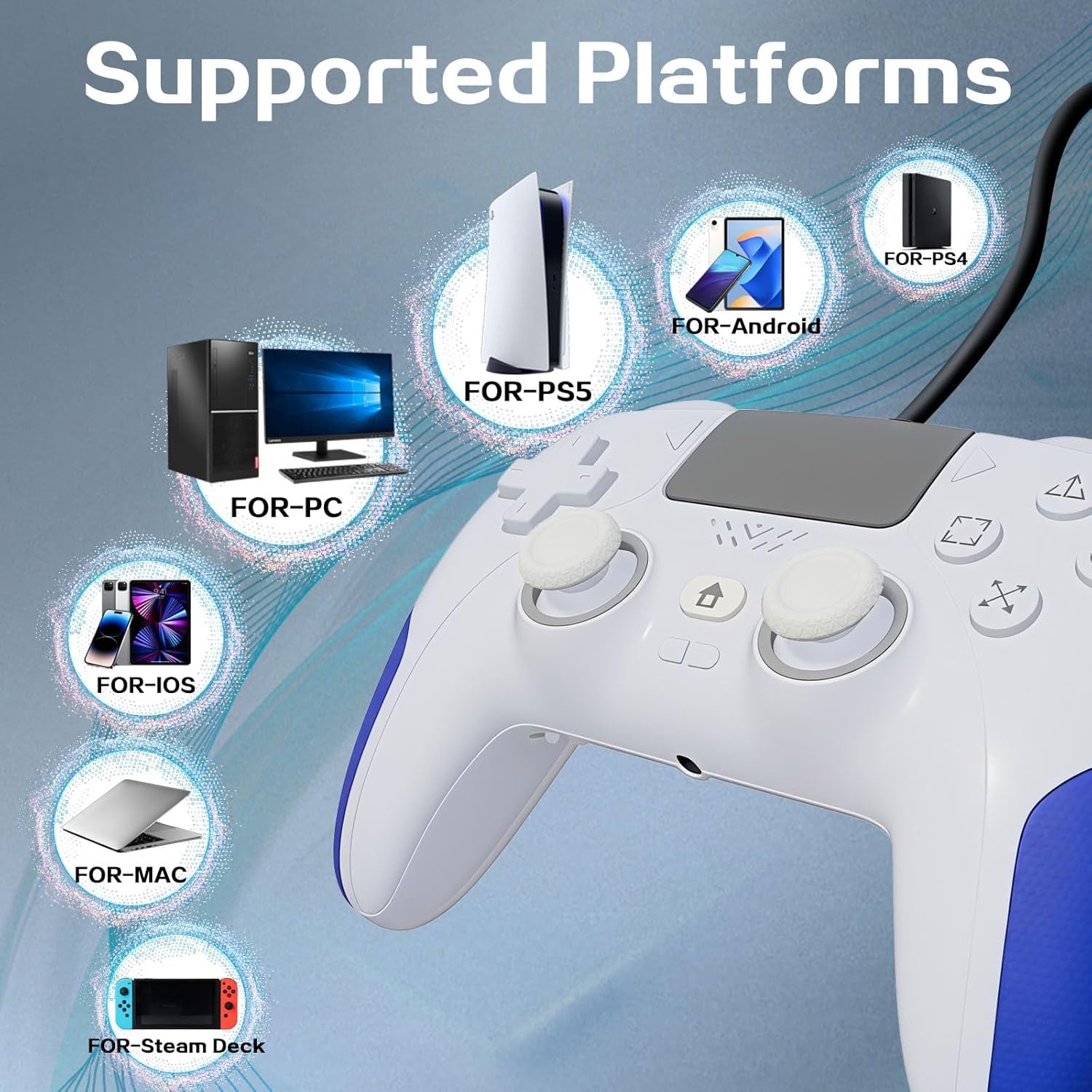 IWGAME RGB Wired Gaming Controller for PS5, PS4, PC, and Multi Platform Use