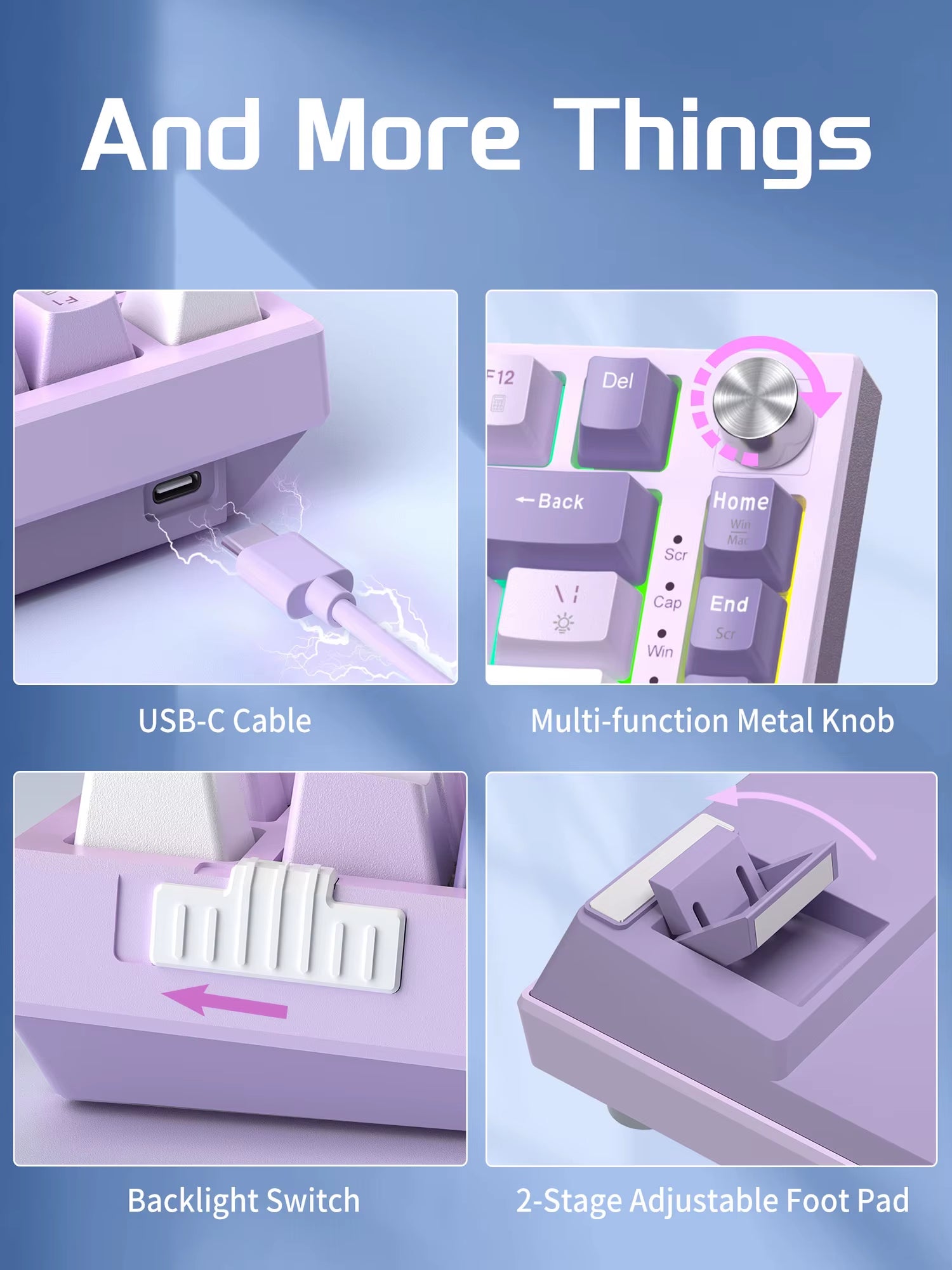 SKY81 75% Mechanical Gaming Keyboard, RGB Gasket Hot Swappable Wired Custom Creamy Sound Dampening Keyboard with Knob