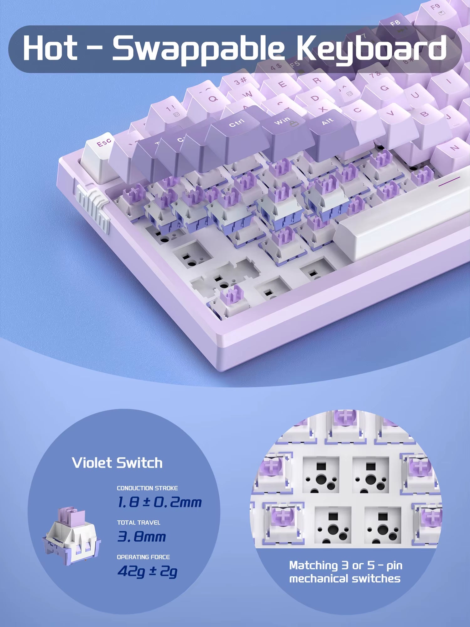 SKY81 75% Mechanical Gaming Keyboard, RGB Gasket Hot Swappable Wired Custom Creamy Sound Dampening Keyboard with Knob