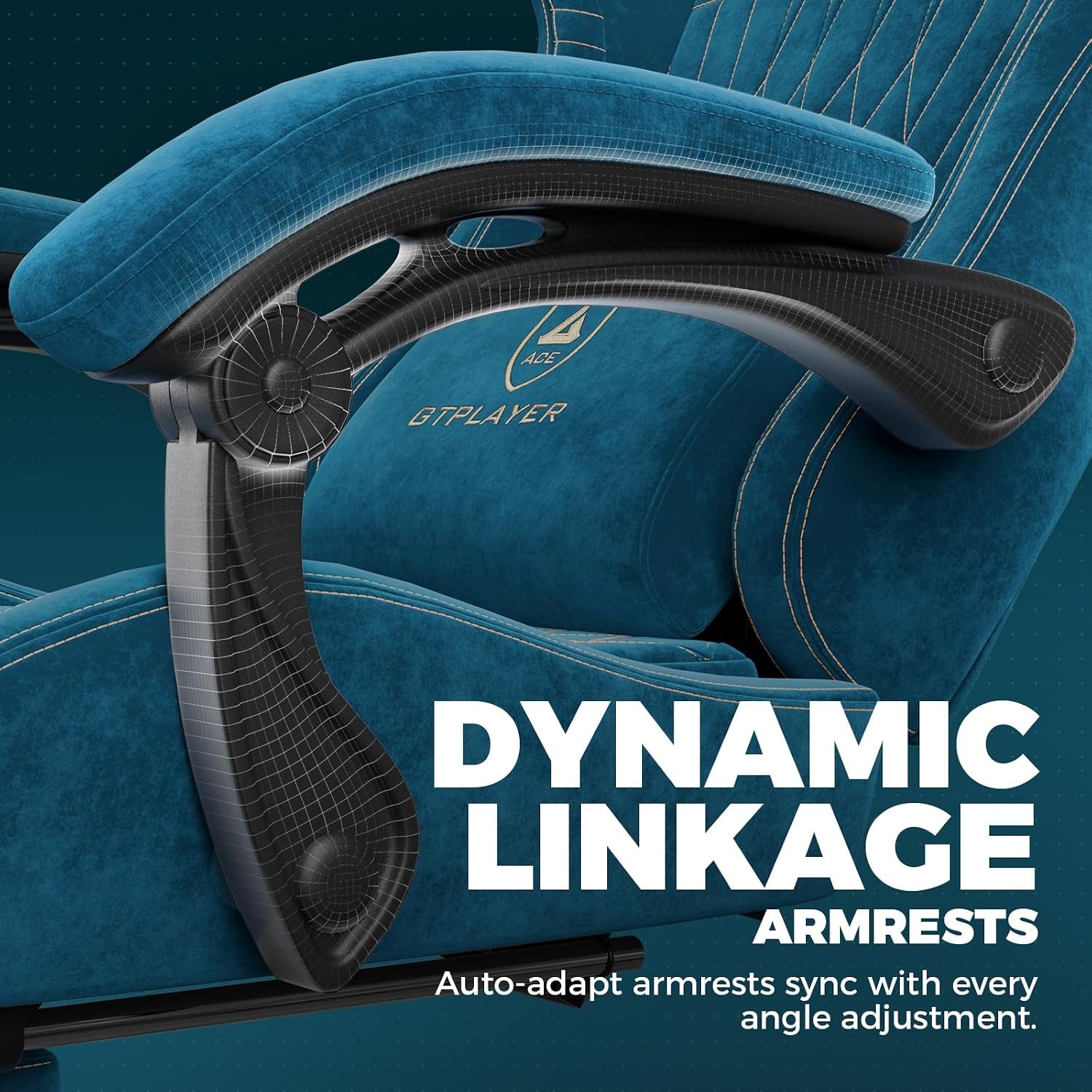 ACE-PRO Music Gaming Chairs – Built-In Speakers, App Support & Bluetooth Control, Computer Game Chairs with Footrest for Adults, Ergonomic Reclining Silla, Linkage Armrest, Blue 【Velvet】