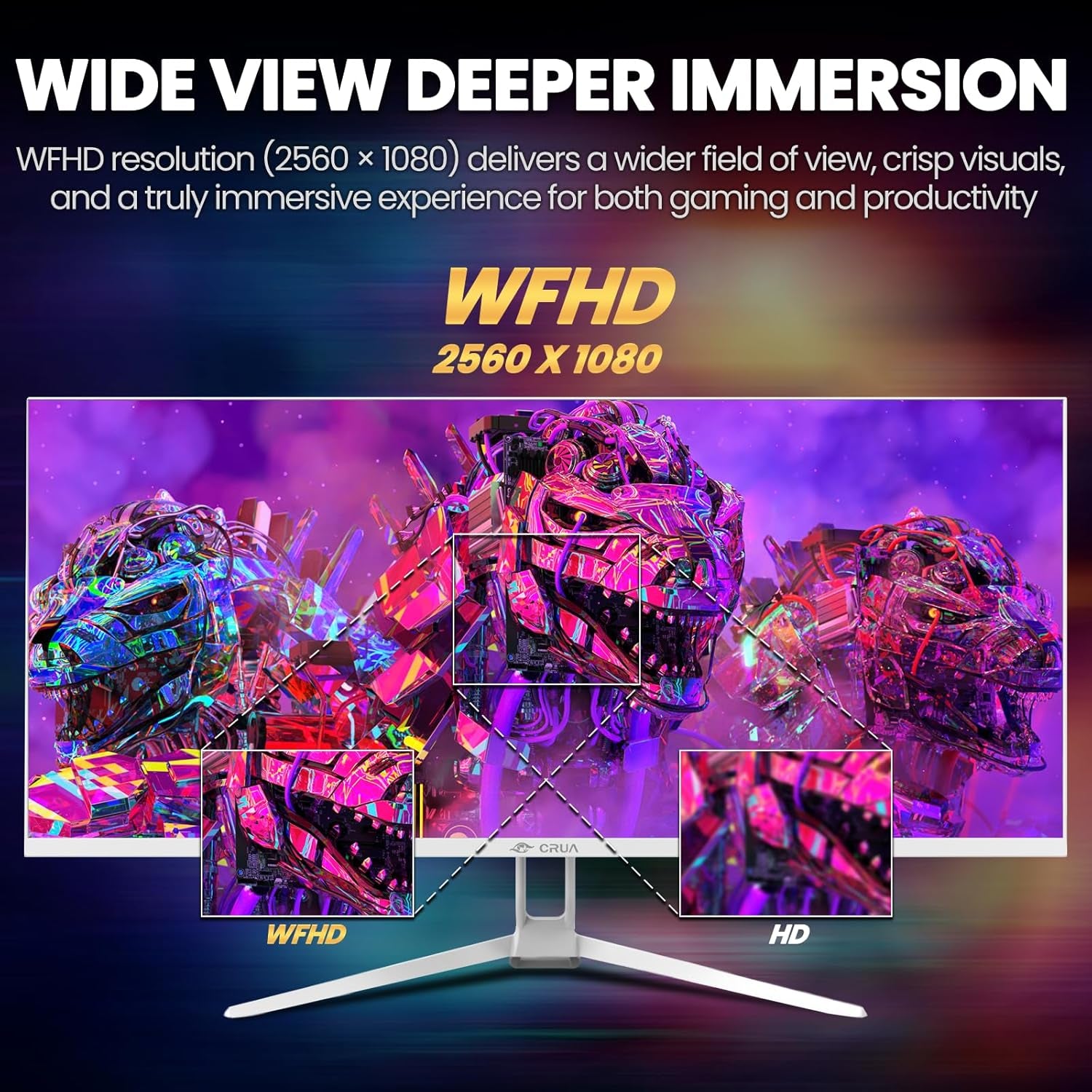 34'' Ultrawide Gaming Monitor 120HZ, 21:9 WFHD 2560X1080 IPS Panel Computer Monitors with Built-In Speakers, Support AMD Freesync, 120% Srgb, DP1.4 & HDMI1.4, Wall Mountable Installs-White