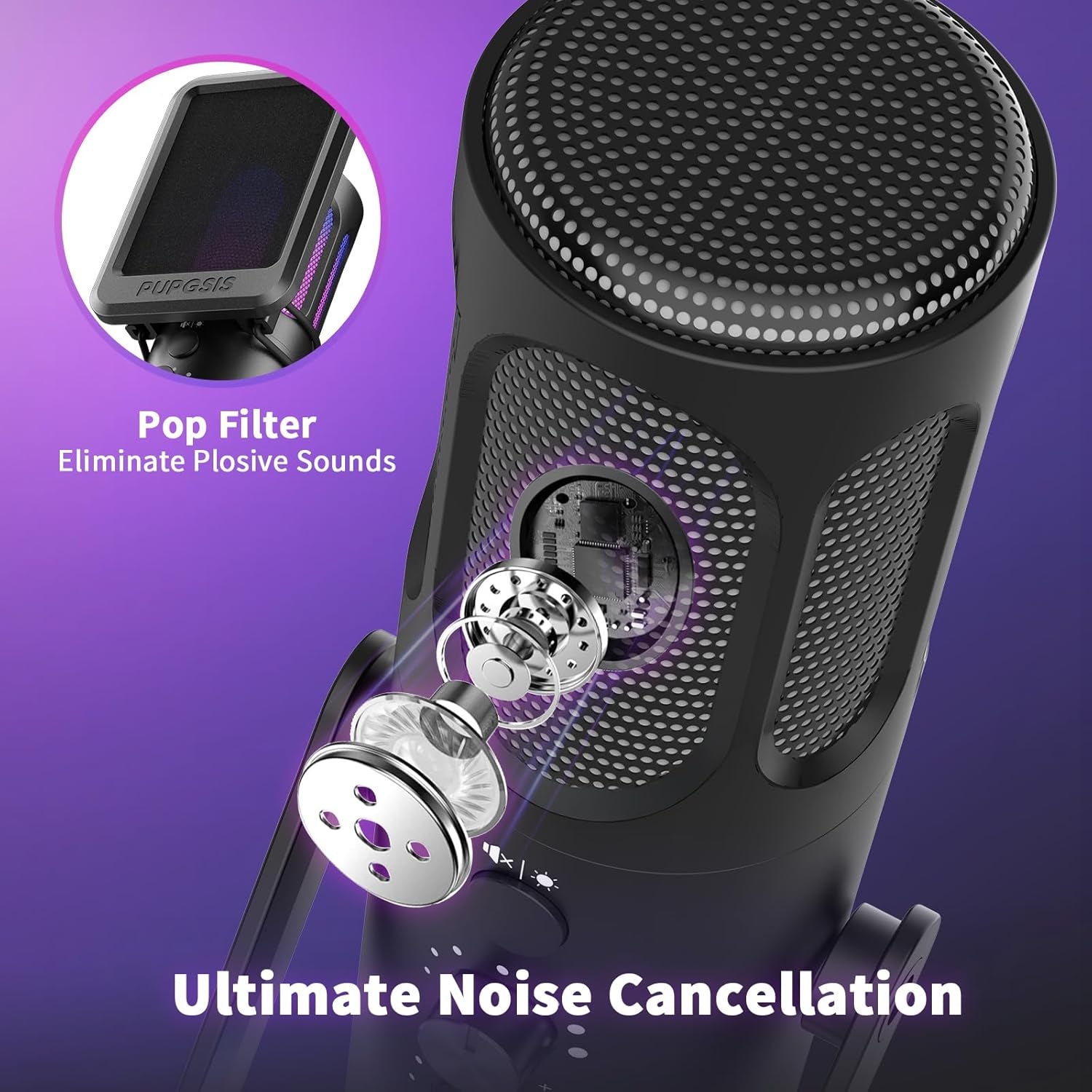 Gaming Microphone, USB Condenser Mic for PC, PS4/5 and Mac.